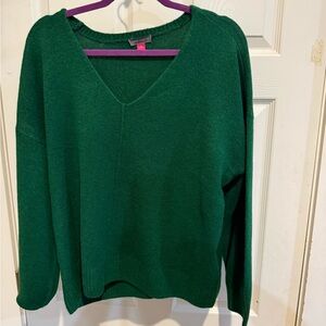 Vince Camuto Green V-Neck Sweater Soft Knit